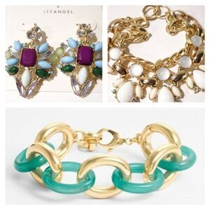 Lee by Lee Angel Capri and Link bracelet Gemstone Earrings Set NWT 150 Set 3